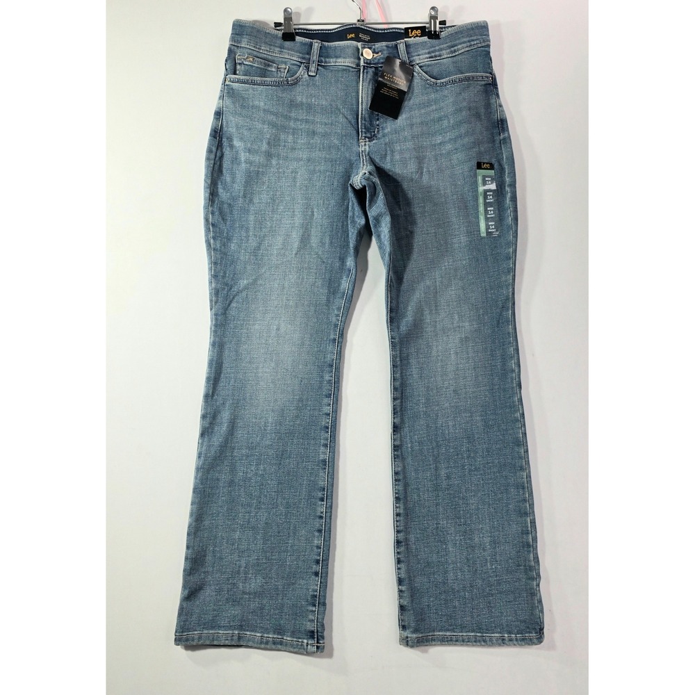 NEW Lee Ultra Lux Comfort Bootcut Jeans Mid Rise Flex Motion Blue Denim 14 Short